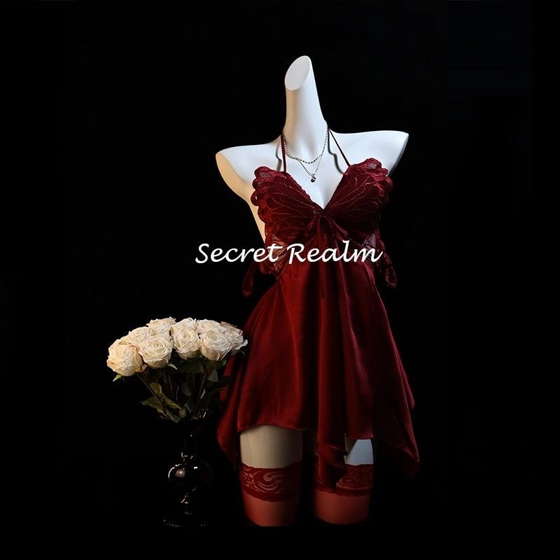 Áo ngủ gợi cảm lụa băng tạo hình bướm quyến rũ