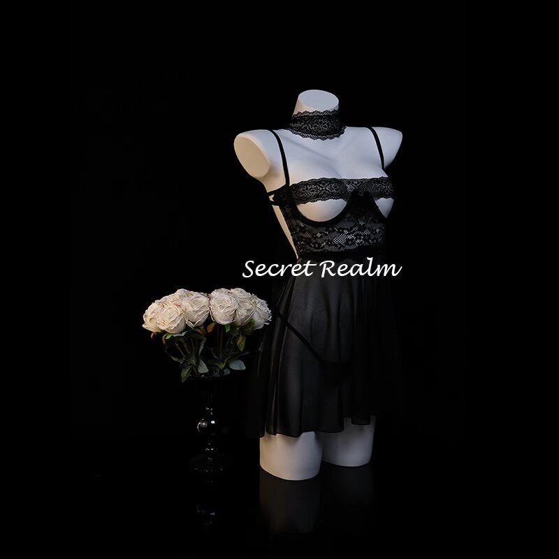 Áo ngủ gợi cảm Mona Lisa với ren và nội y xuyên thấu khoét rỗng