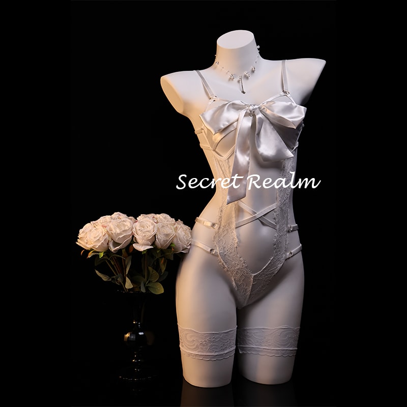 Áo ngủ gợi cảm ren khoét rỗng thắt nơ ngực - 6