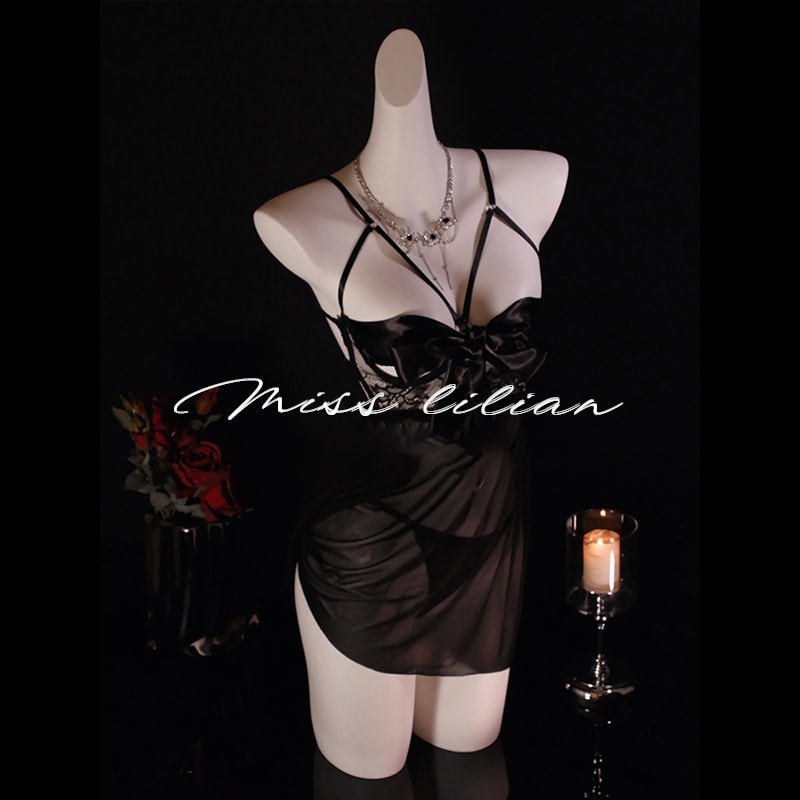 Áo ngủ gợi cảm với nơ ren và nội y voan mỏng - 5