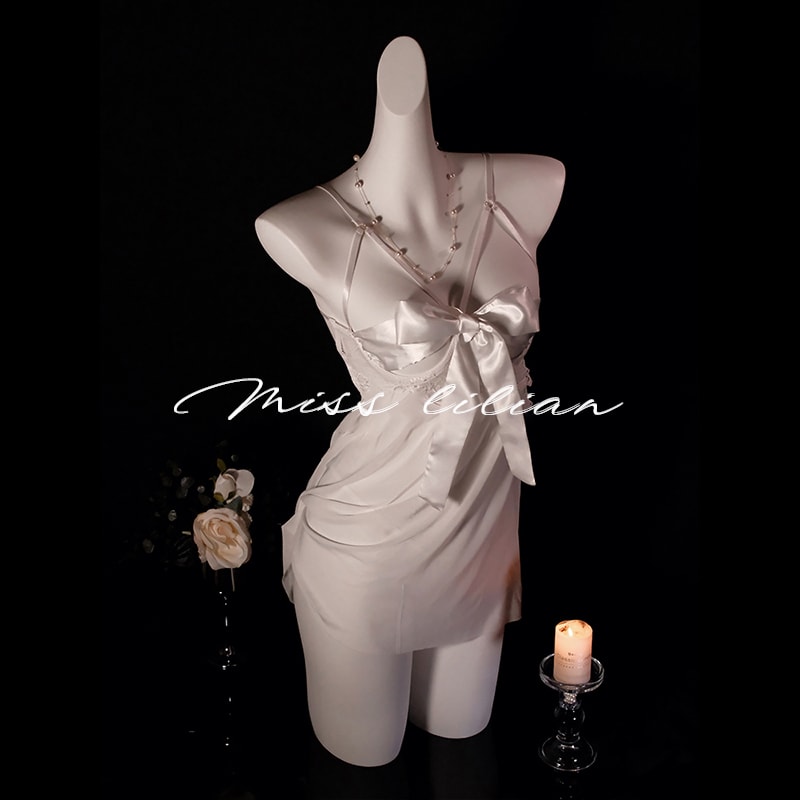 Áo ngủ gợi cảm với nơ ren và nội y voan mỏng - 7