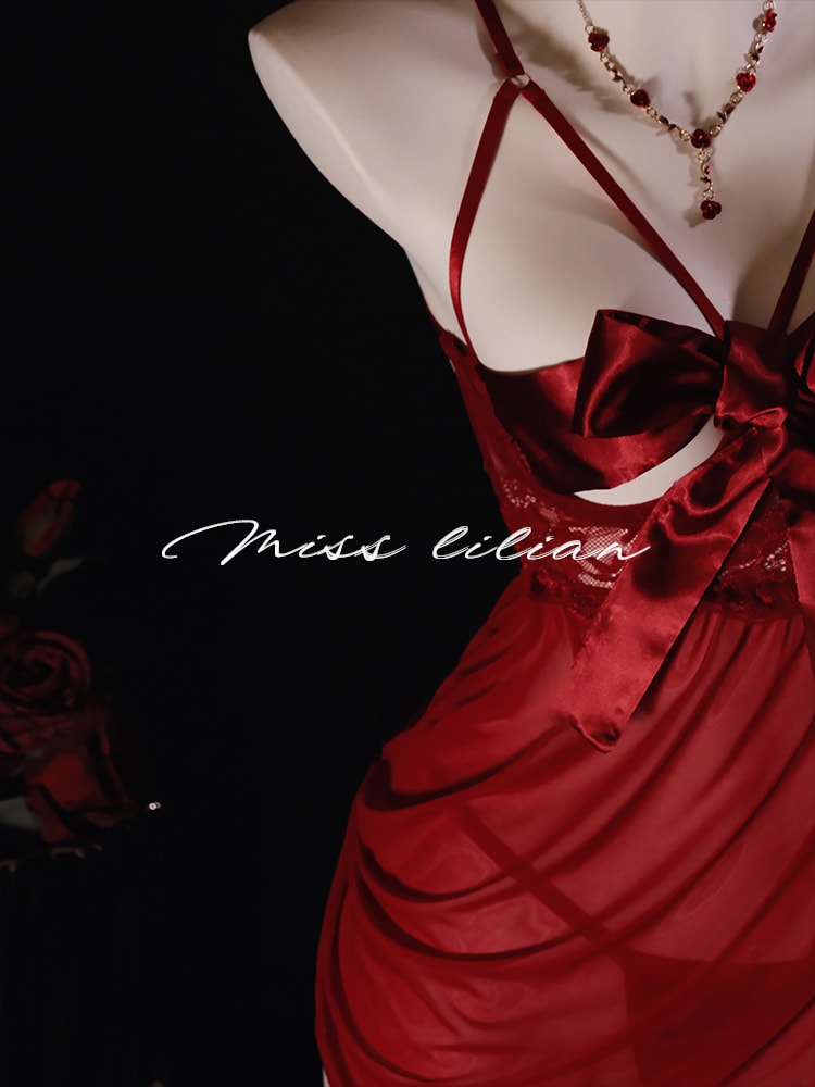 Áo ngủ gợi cảm với nơ ren và nội y voan mỏng - 3