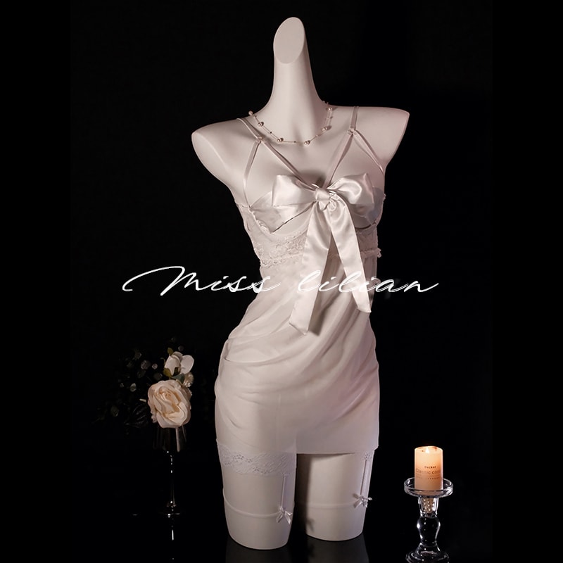 Áo ngủ gợi cảm với nơ ren và nội y voan mỏng - 8