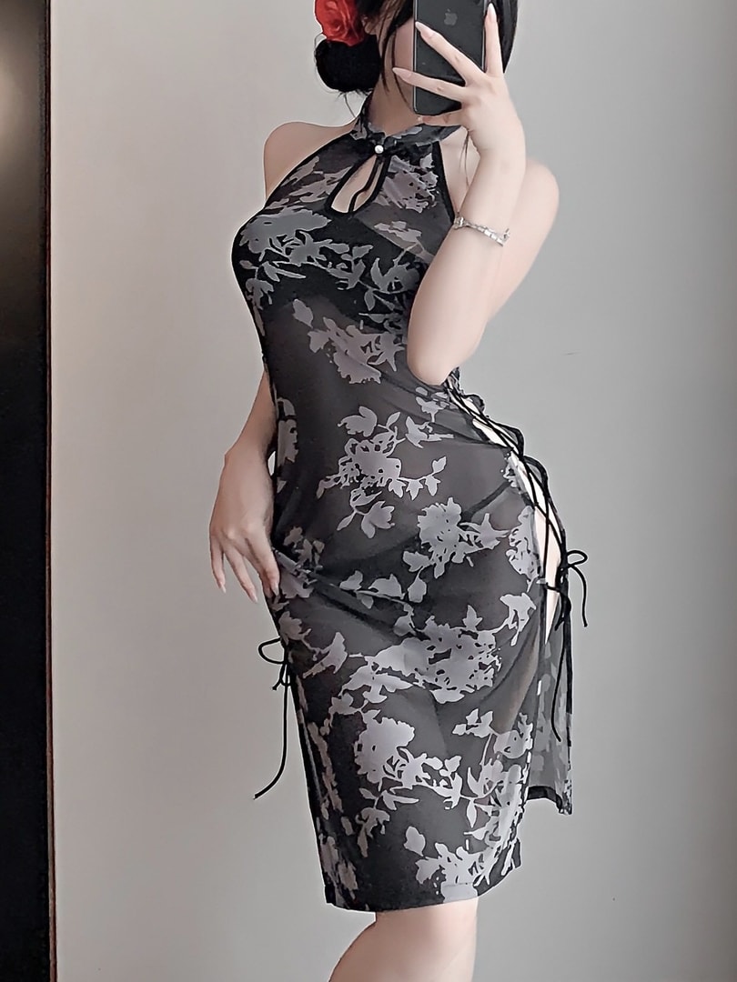 Áo ngủ gợi cảm xuyên thấu kiểu sườn xám Trung Quốc - 6