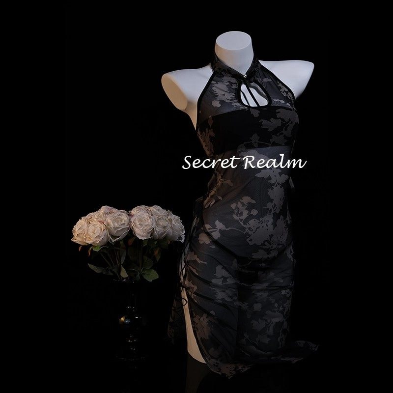 Áo ngủ gợi cảm xuyên thấu kiểu sườn xám Trung Quốc