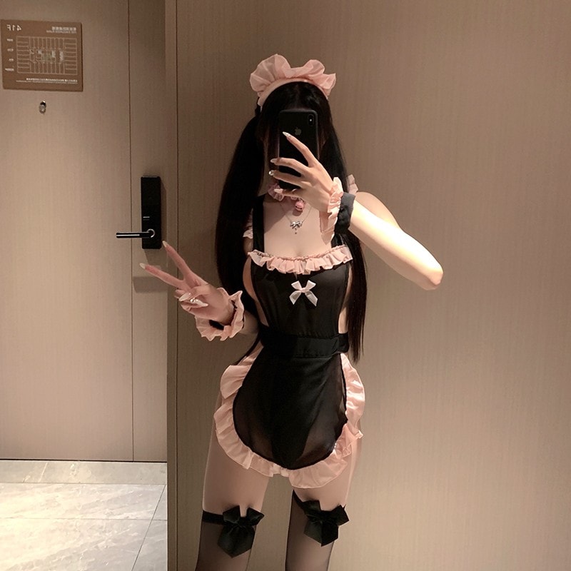 Bộ đồ cosplay hầu gái ren bướm gợi cảm và quyến rũ - 6