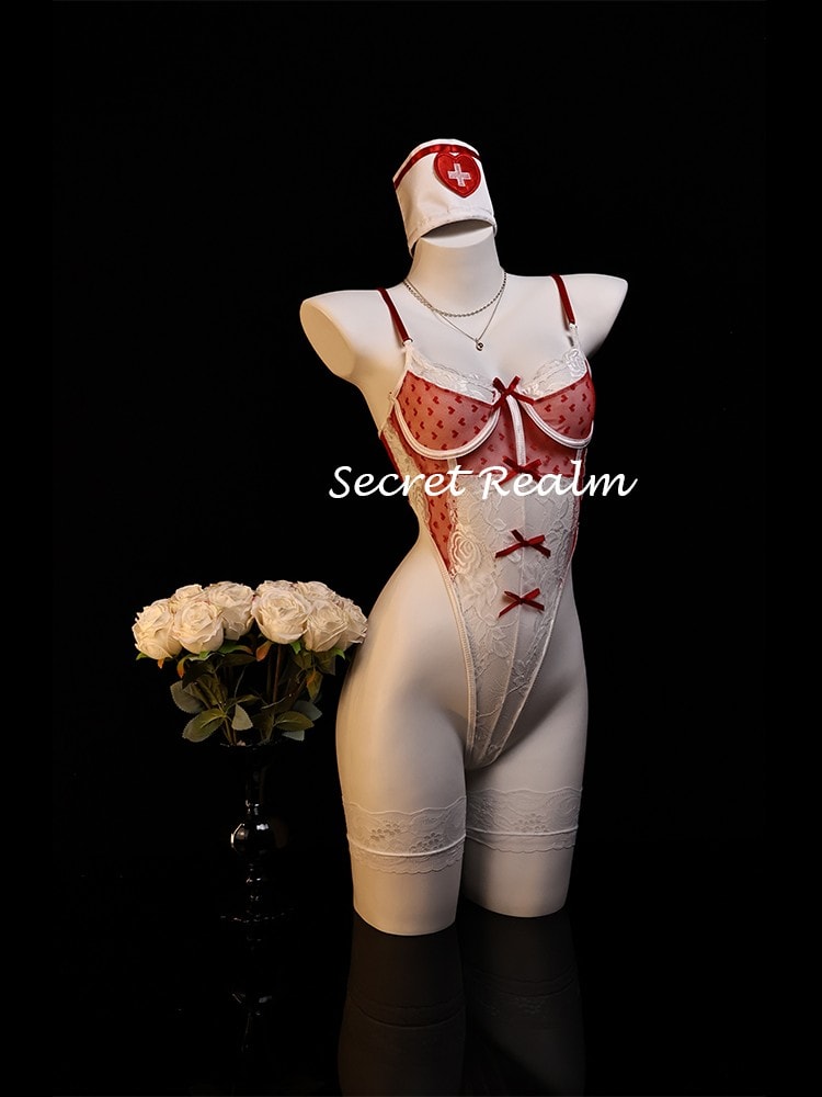 Bộ đồ ngủ body suit ren gợi cảm cosplay y tá - 2