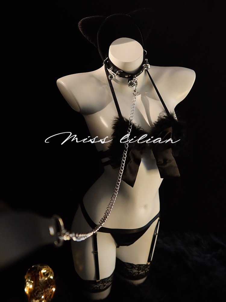 Bộ đồ ngủ cosplay ba mảnh mèo gợi cảm - 3