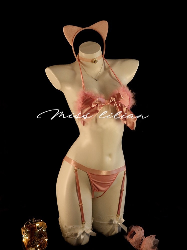 Bộ đồ ngủ cosplay ba mảnh mèo gợi cảm - 4