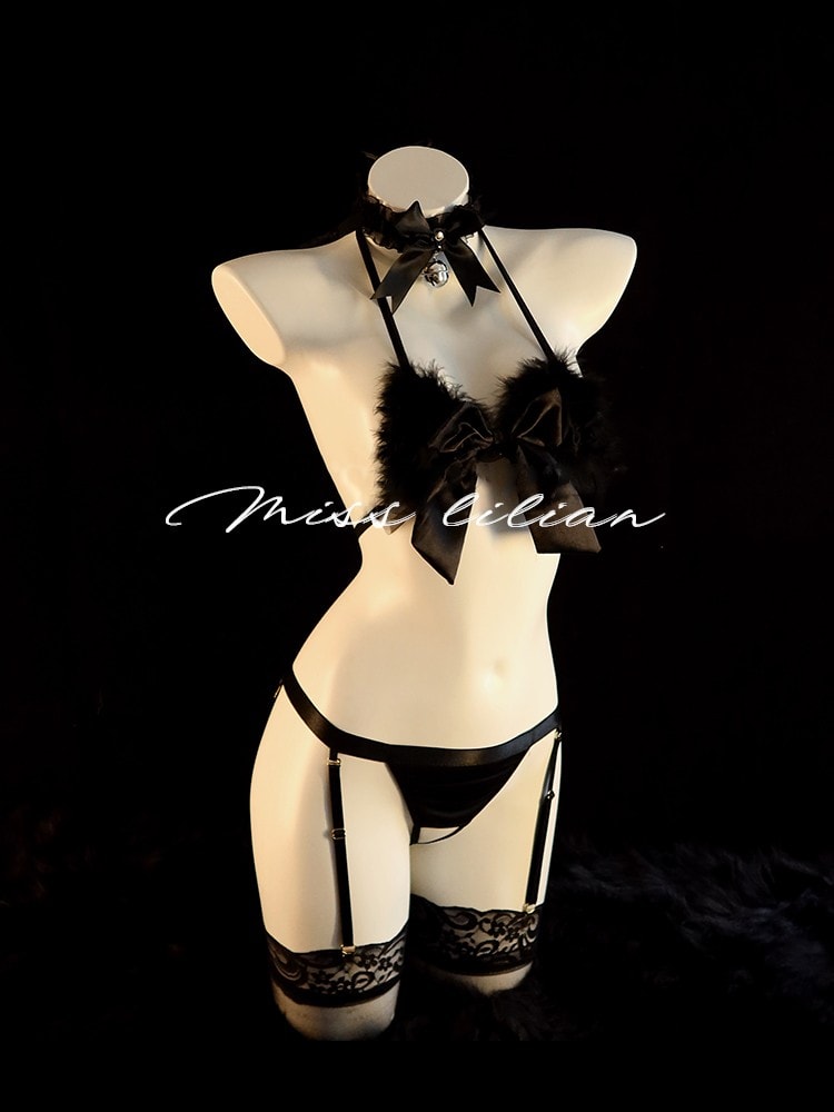 Bộ đồ ngủ cosplay ba mảnh mèo gợi cảm - 2