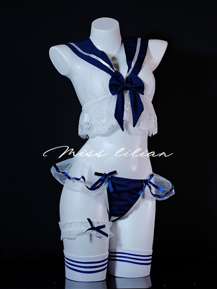 Bộ đồng phục thủy thủ ren mỏng xuyên thấu ngọt ngào và gợi cảm - 2
