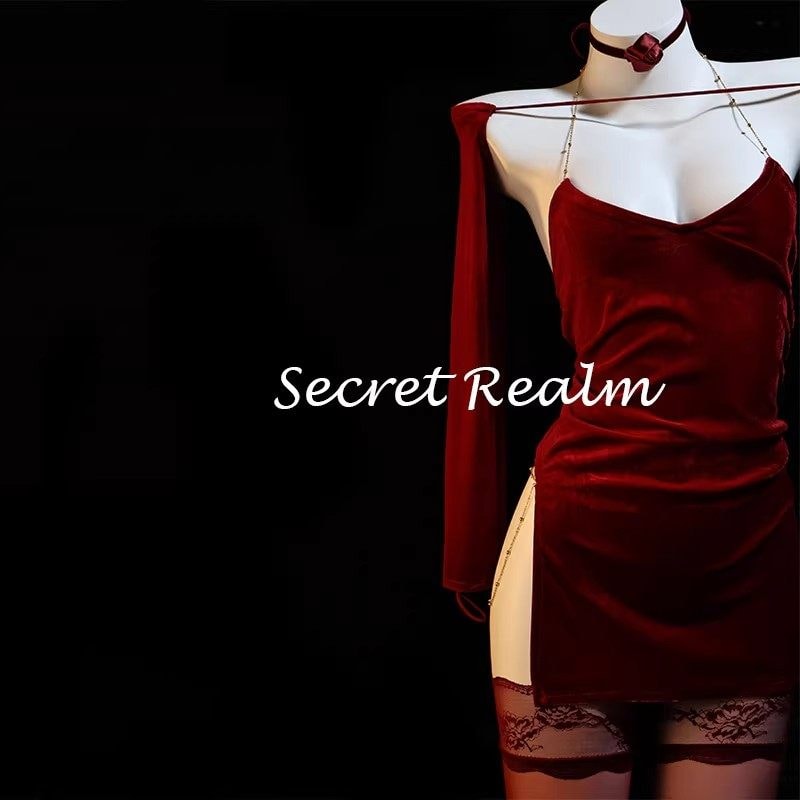 Đầm ngủ nhung ôm sát gợi cảm xẻ cao - 4