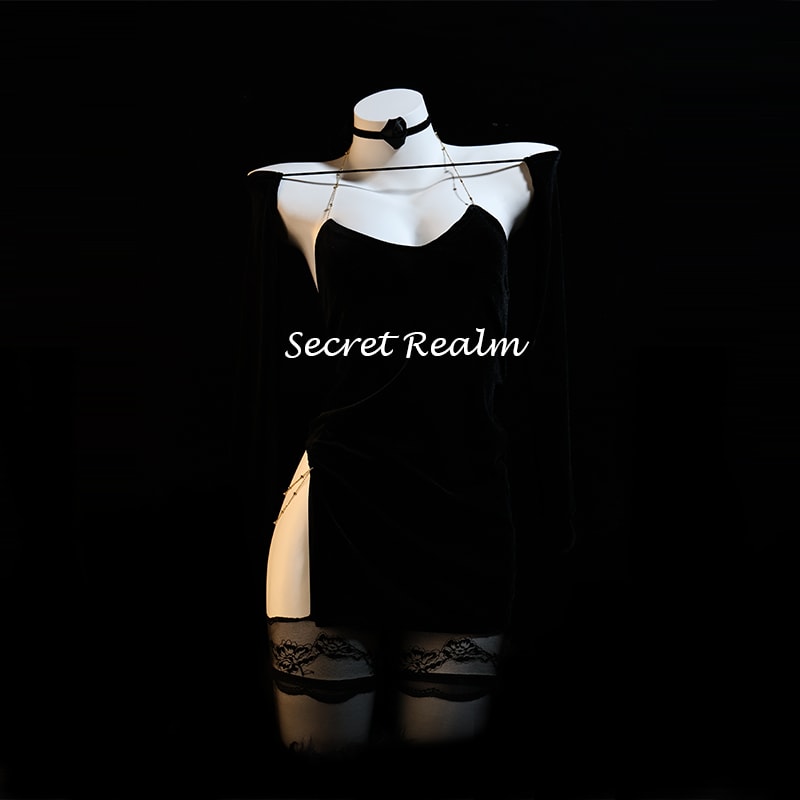 Đầm ngủ nhung ôm sát gợi cảm xẻ cao - 6